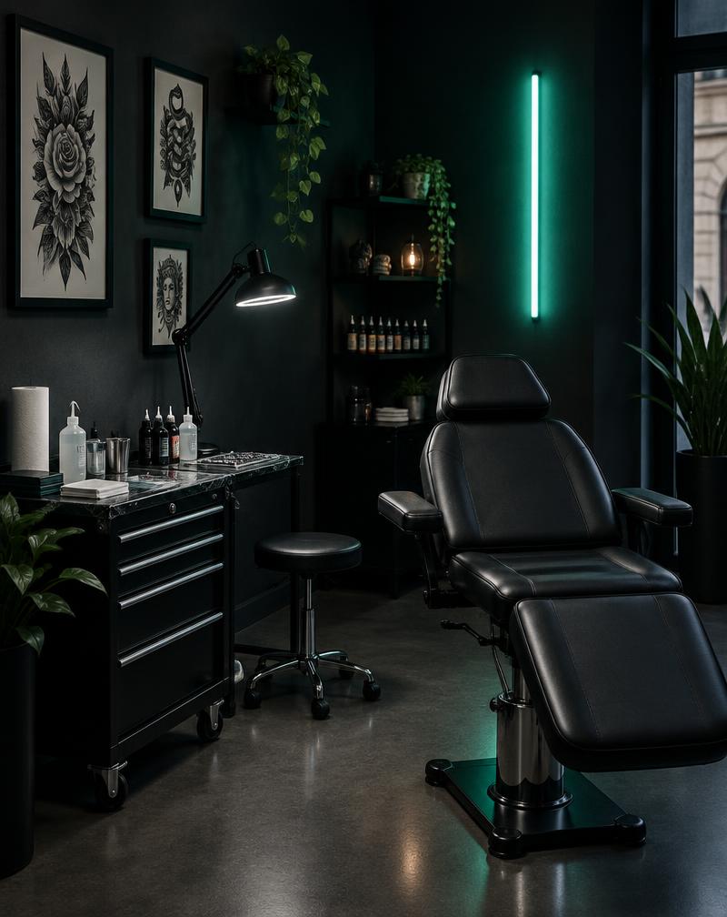 Immagine illustrativa di un interno di tattoo shop, non una foto di Cry Later
