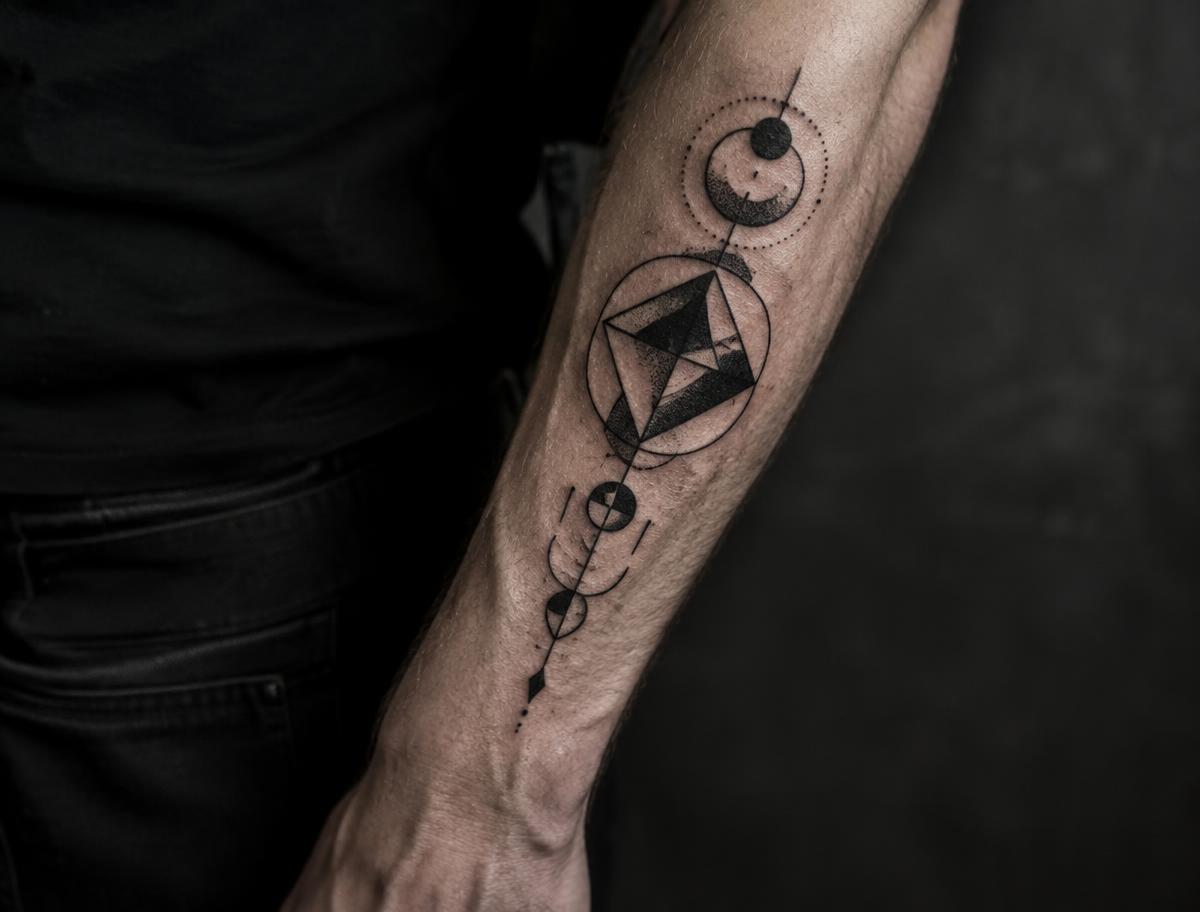 Immagine illustrativa di un tatuaggio geometrico sull’avambraccio